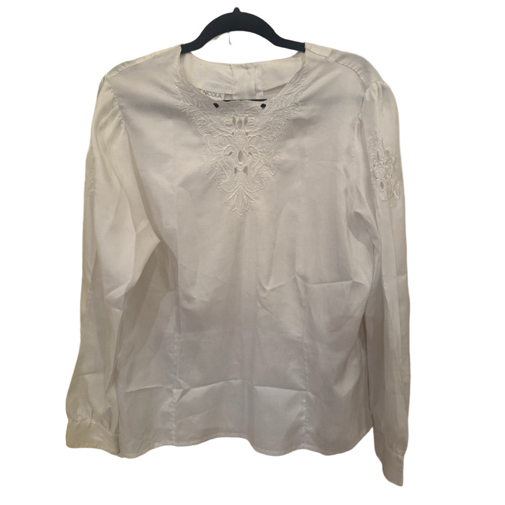 Women's NICOLA White Embroidered Blouse Size 14